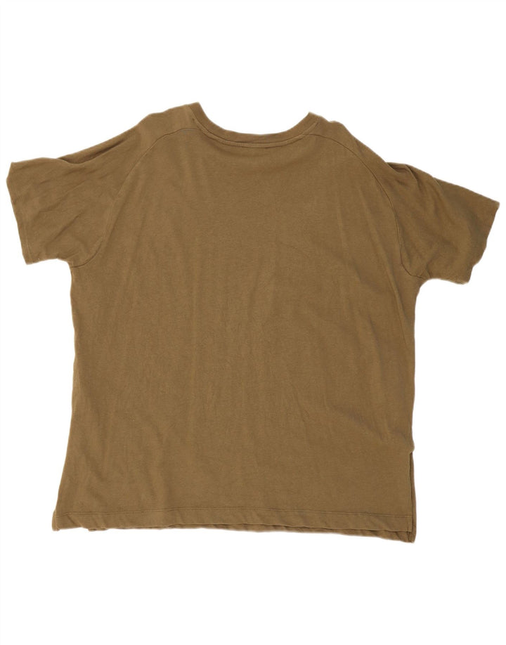 ZARA Mens T-Shirt Top Large Khaki Cotton