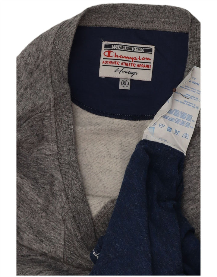 Champion Womens Heritage Sweatshirt Pullover UK 18 XL Grau Farbblock