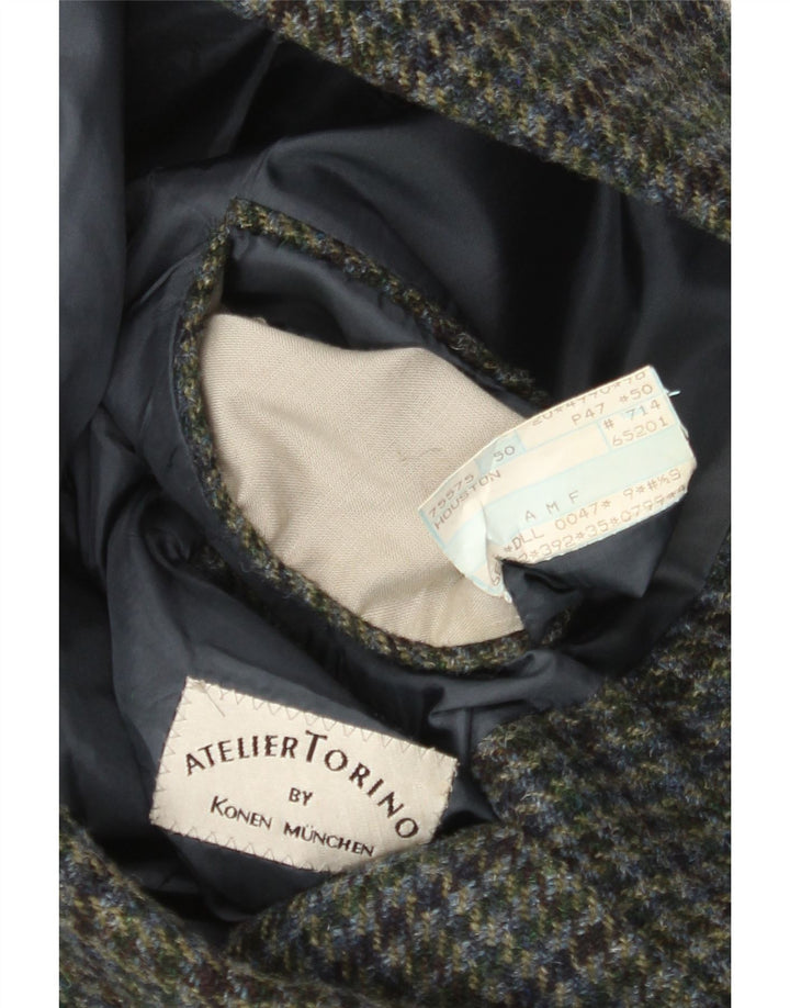 Konen Munchen Herren-Blazer mit 3 Knöpfen, EU 50, groß, grüner Hahnentrittmuster