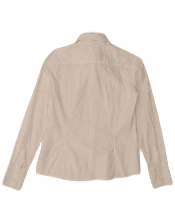 Benetton Damen-Hemd UK 14 aus mittelweißer Baumwolle