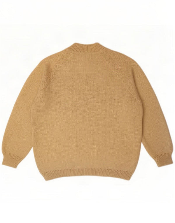 Vintage Damen Rollkragenpullover mit abstraktem Muster UK 18 XL Beige