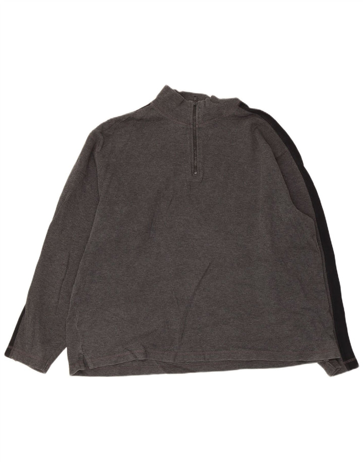 EDDIE BAUER Herren-Sweatshirt mit Reißverschluss am Hals, groß, graue Farbblock-Baumwolle