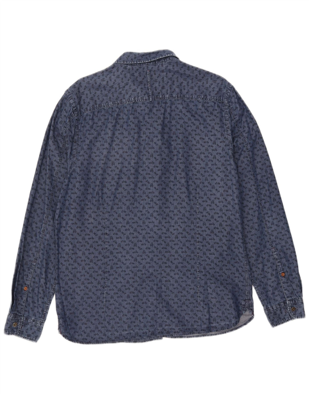 White Stuff Herren-Hemd mit abstraktem Muster, schmale Passform, groß, aus blauer Baumwolle