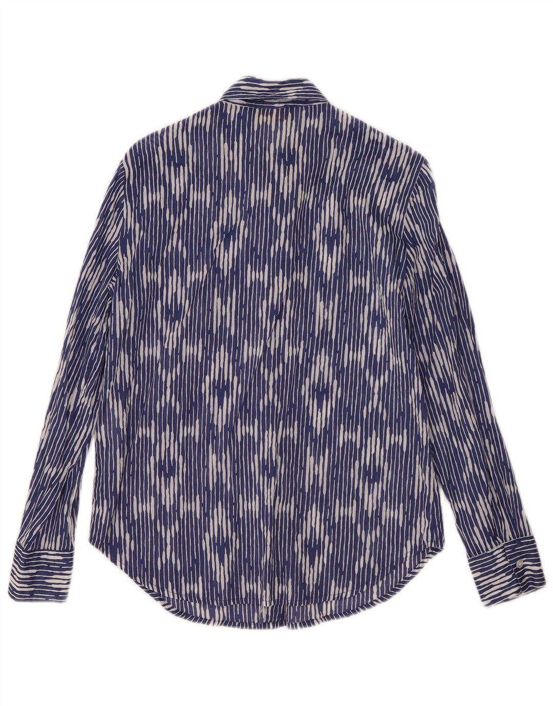 Piombo Damen-Hemd UK 10 Small Blaue Ikat-Baumwolle