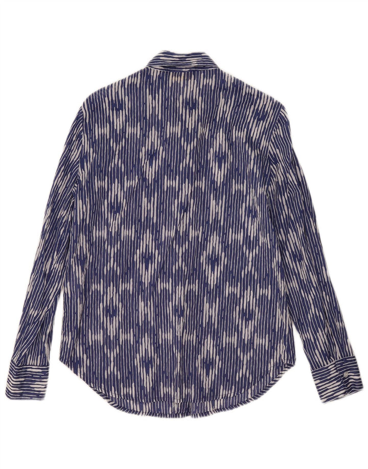 Piombo Damen-Hemd UK 10 Small Blaue Ikat-Baumwolle
