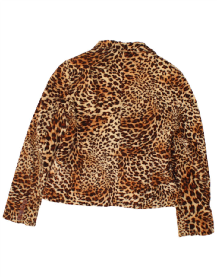 Vintage Damen 1 Knopf Blazer Jacke UK 12 Mittelbraun Animal Print