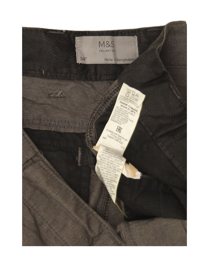 Marks & Spencer Herren Cargoshorts W34 Large Grau Polyamid