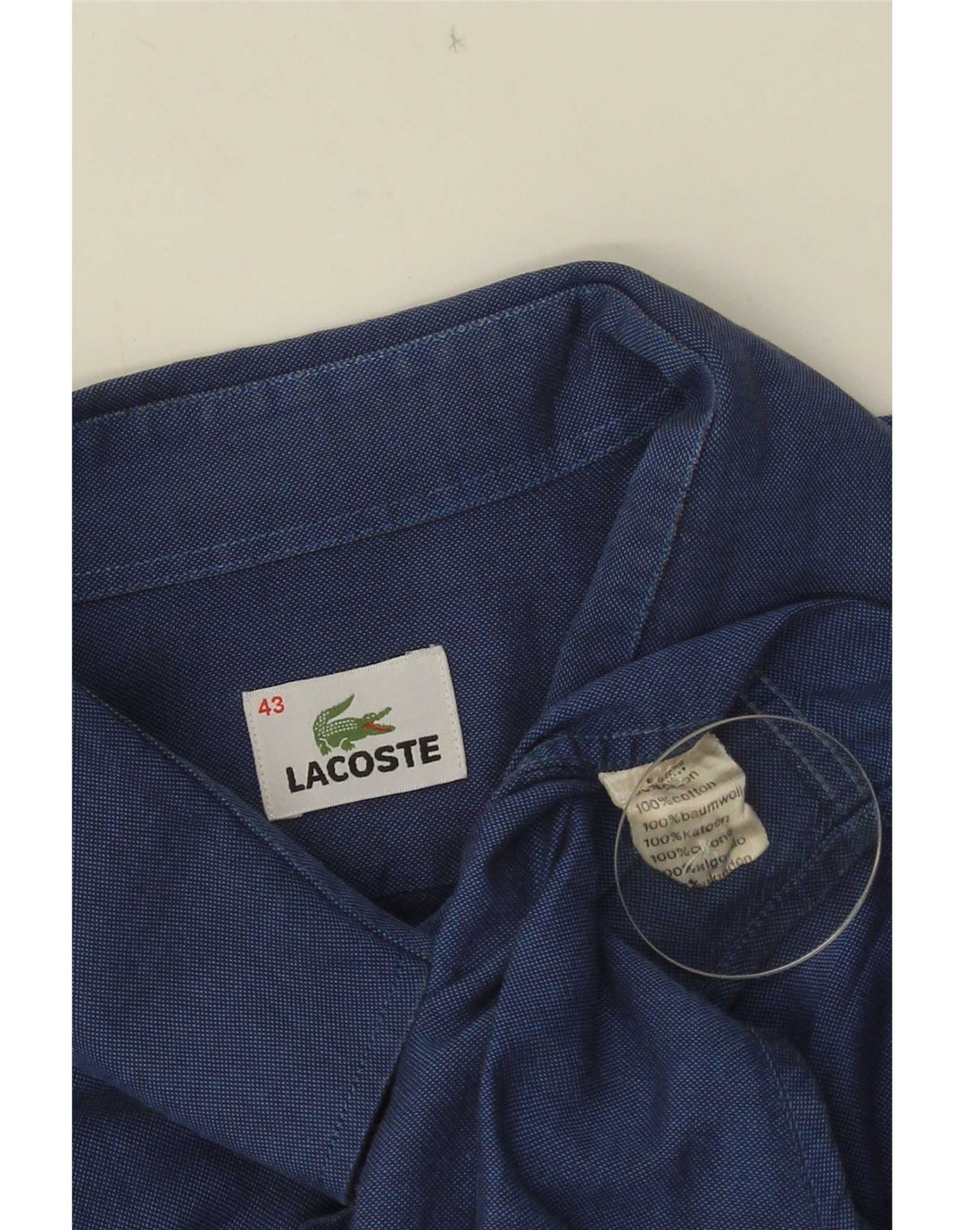 Lacoste Herrenhemd Größe 43 Große blaue Baumwolle