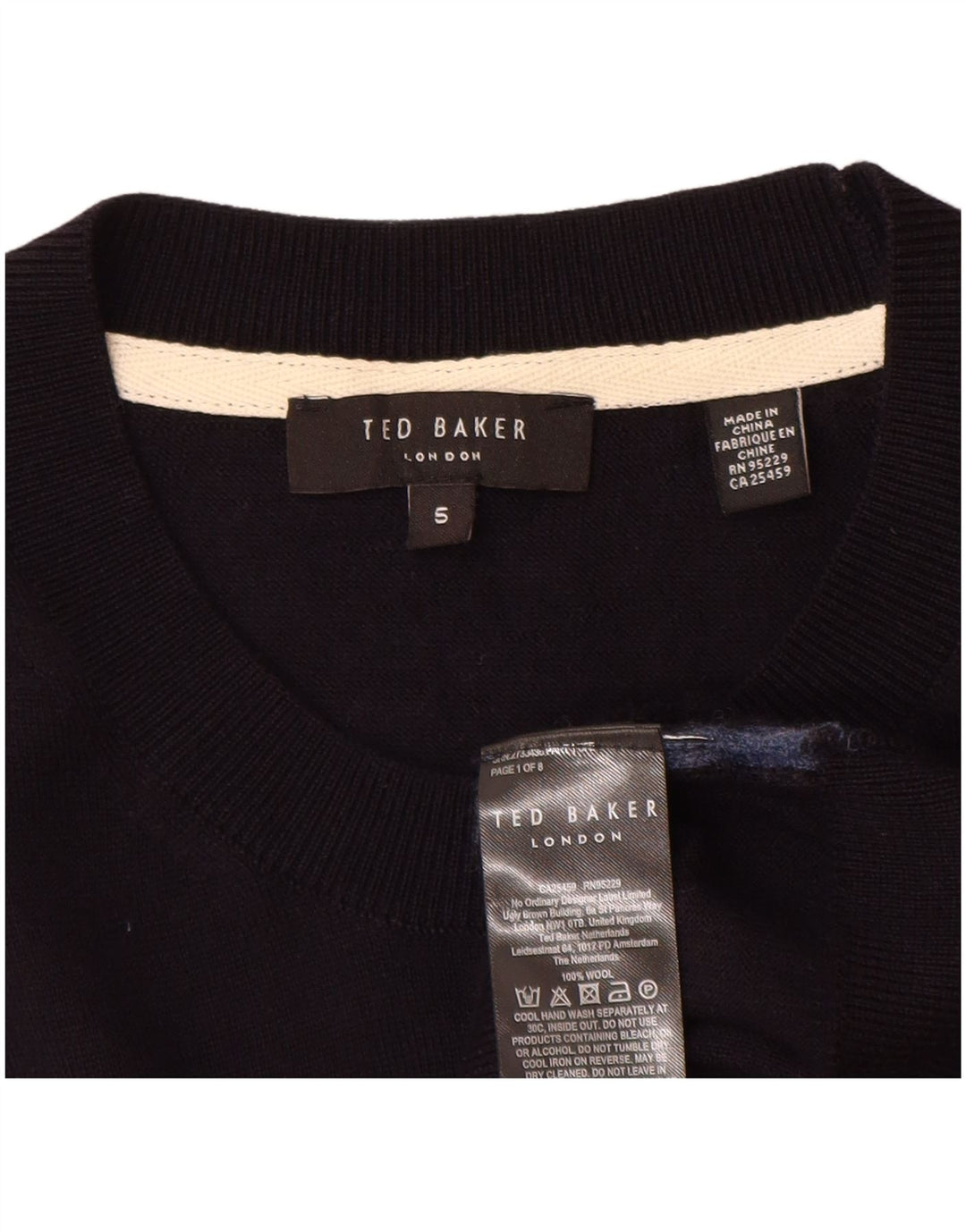 Ted Baker Damen-Pullover mit Rundhalsausschnitt, Größe 5, XL, marineblaue Wolle