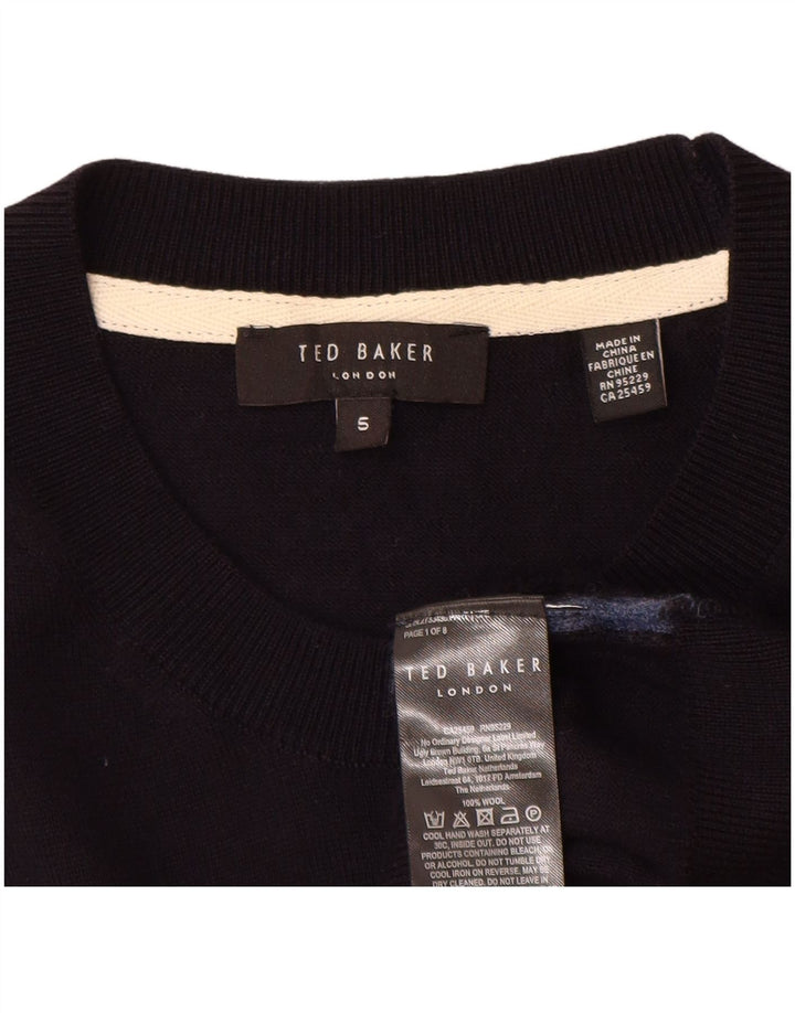 Ted Baker Damen-Pullover mit Rundhalsausschnitt, Größe 5, XL, marineblaue Wolle