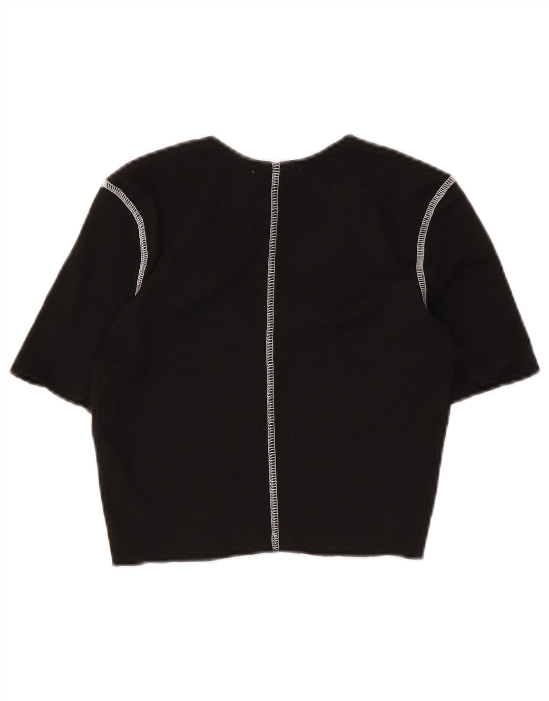 Zara Damen Crop Bluse Top UK 8 Small Schwarz