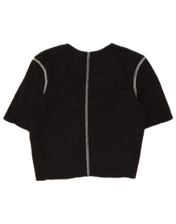 Zara Damen Crop Bluse Top UK 8 Small Schwarz
