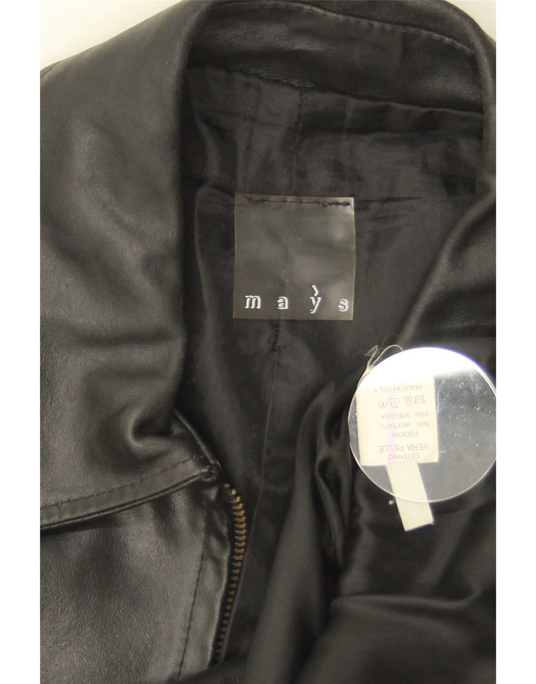 Mays Herren-Lederjacke IT 46 Small aus schwarzem Leder