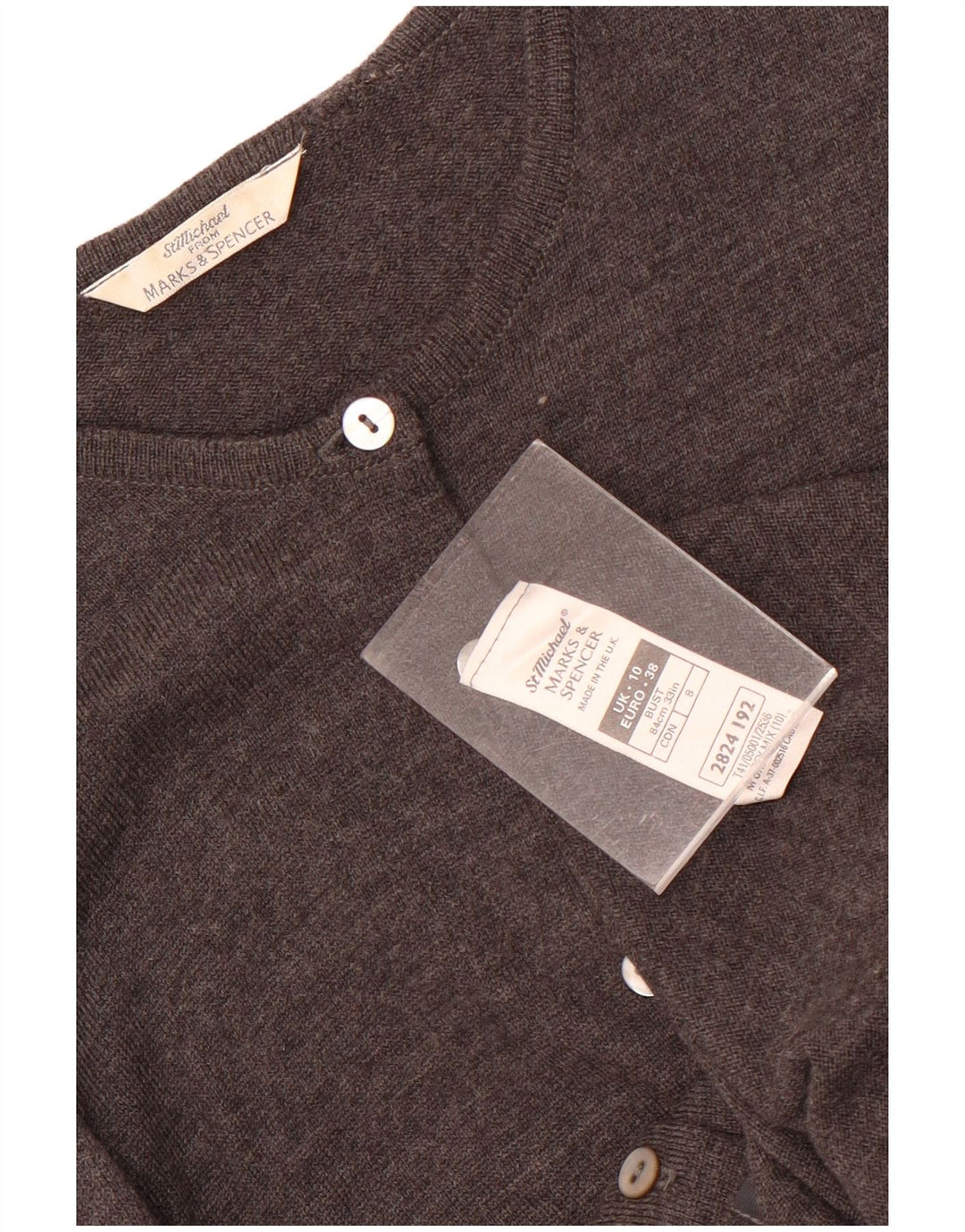 Marks & Spencer Damen-Cardigan-Pullover UK 10 Small Graue Schurwolle