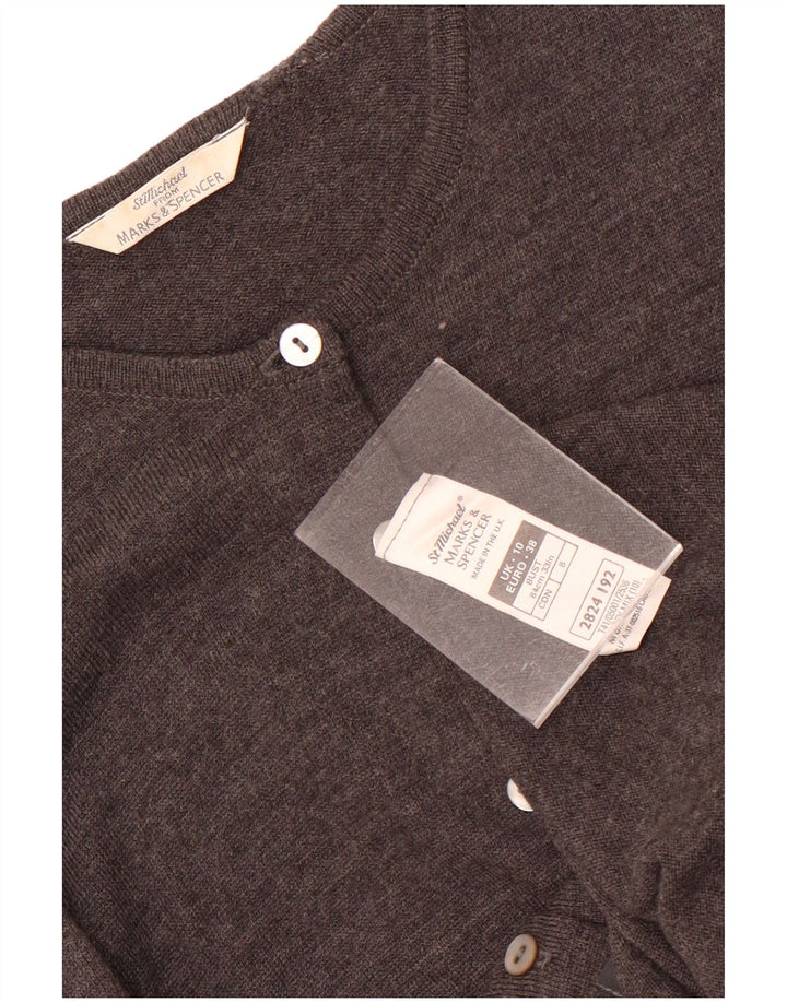 Marks & Spencer Damen-Cardigan-Pullover UK 10 Small Graue Schurwolle