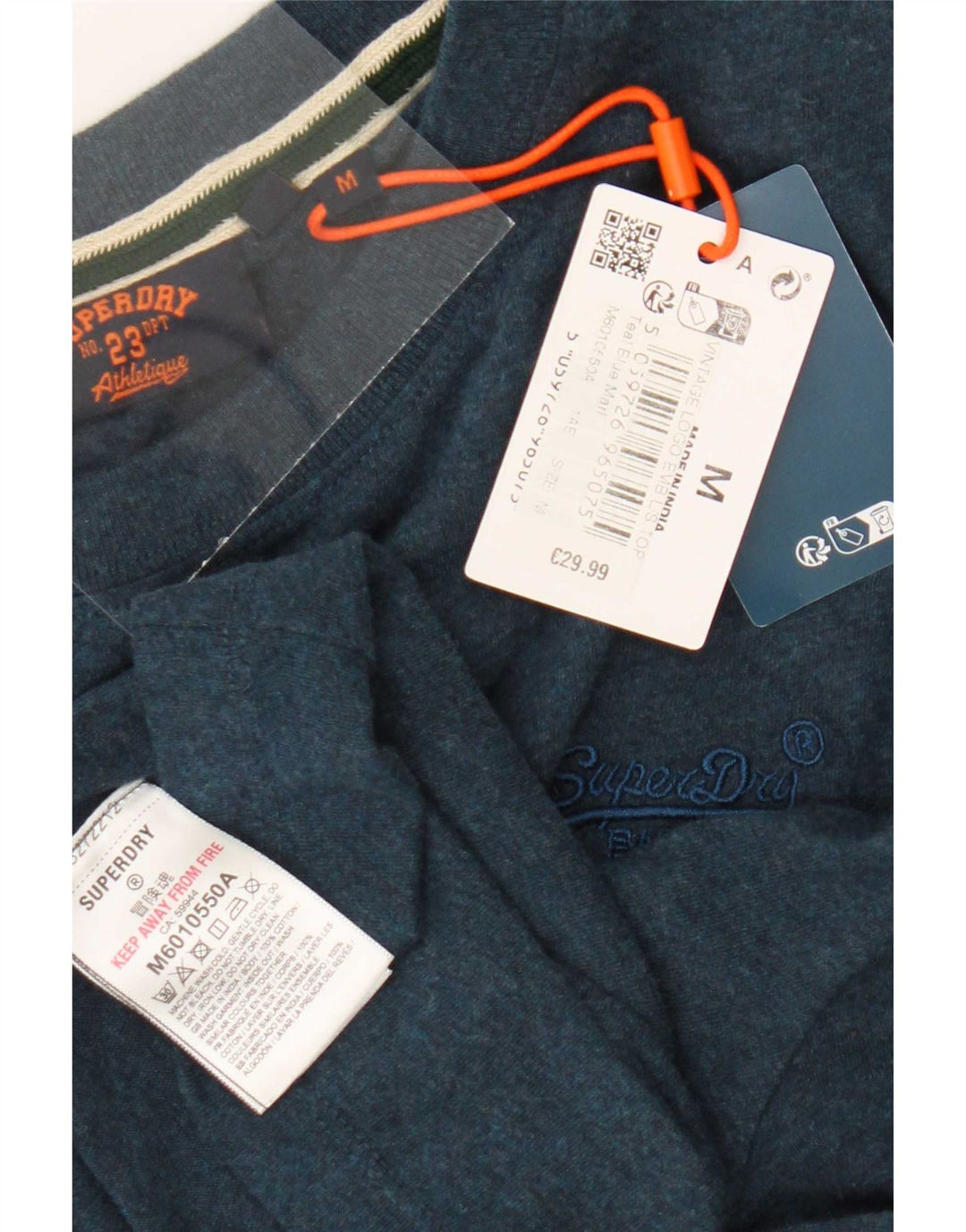 Superdry Herren-Langarmoberteil aus mittelblauer Baumwolle