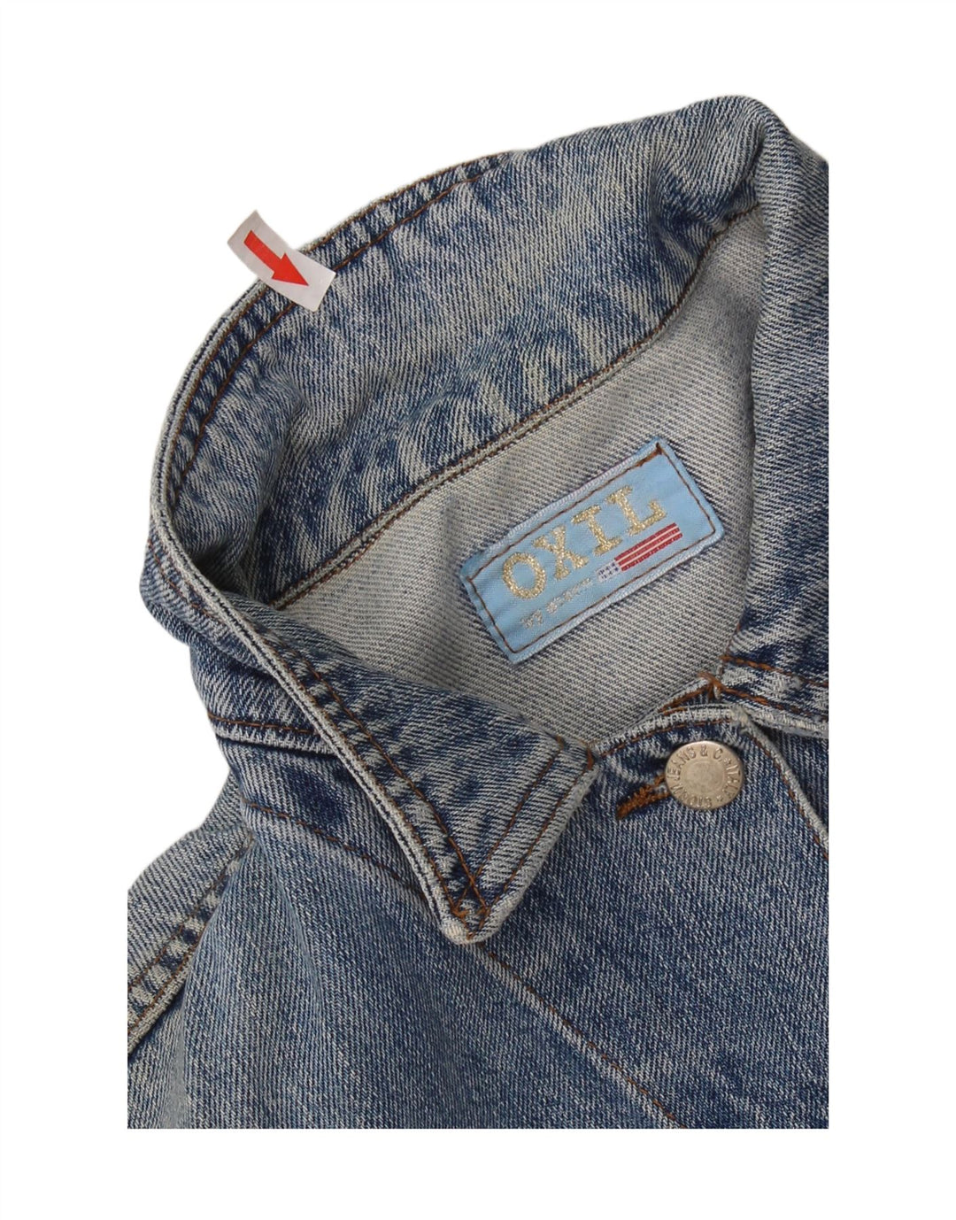 VINTAGE Damen Crop Jeansjacke UK 14 Mittelblau