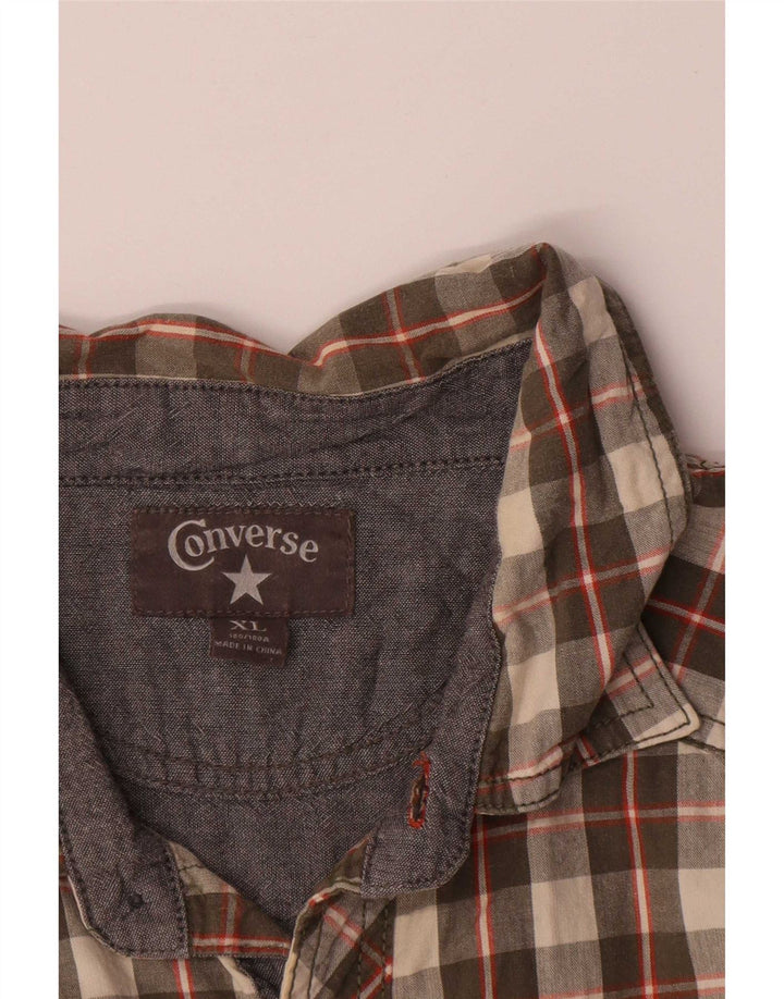 Converse Herrenhemd XL Khaki Check Baumwolle