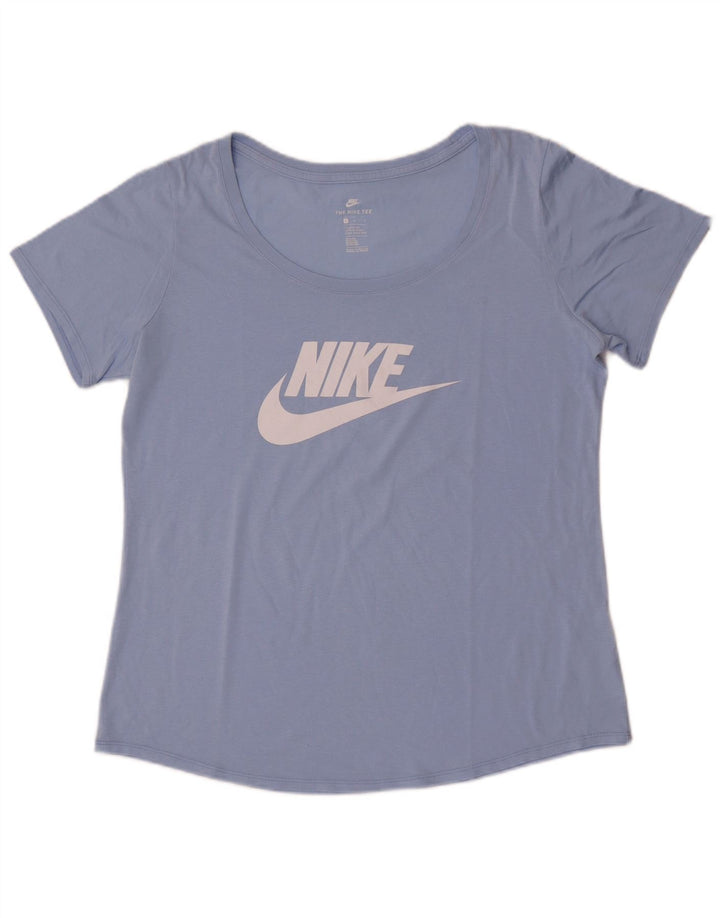 Nike Damen Athletic Cut Graphic T-Shirt Top UK 16 Large Blau Polyester