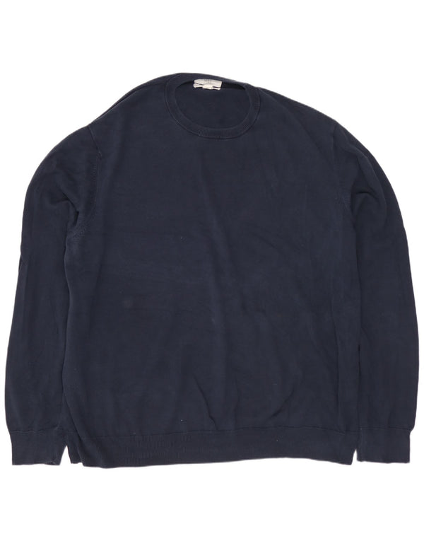 MARKS & SPENCER Herren-Pullover mit Rundhalsausschnitt, 3XL, marineblaue Baumwolle