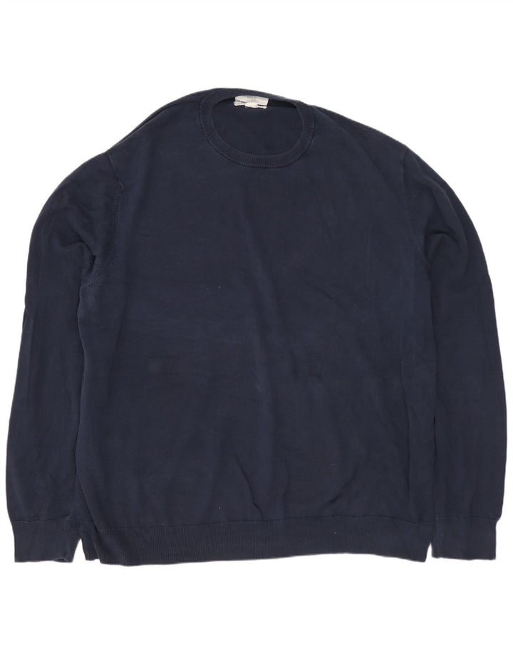 MARKS & SPENCER Herren-Pullover mit Rundhalsausschnitt, 3XL, marineblaue Baumwolle