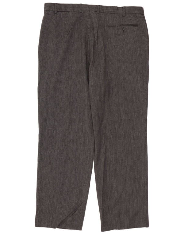 MARKS & SPENCER Mens Straight Chino Trousers W36 L29 Grey Polyester