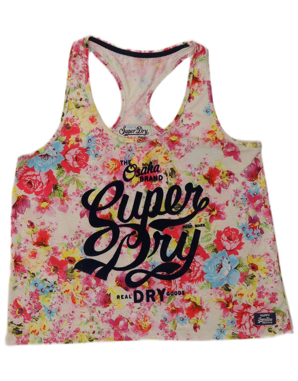 Superdry Damen Grafik-Trägershirt UK 16 Großes mehrfarbiges Blumenmuster aus Polyester