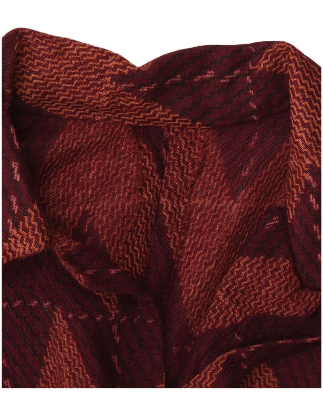 Vintage Damen 3/4 Ärmel Basic Kleid UK 12 Medium Burgunder Chevron
