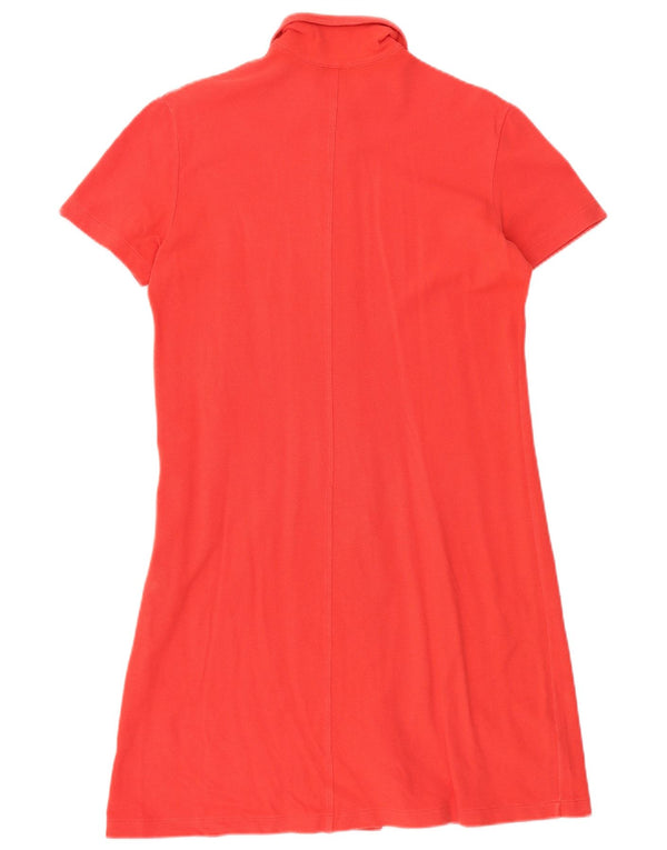 FRED PERRY Womens Short Sleeves Shirt Dress UK 14 Large Red Cotton