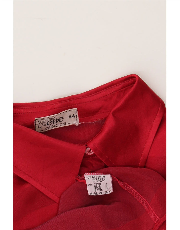 VINTAGE Womens Shirt Blouse IT 44 Medium Red Striped Acetate Vintage Vintage and Second-Hand Vintage from Messina Hembry 