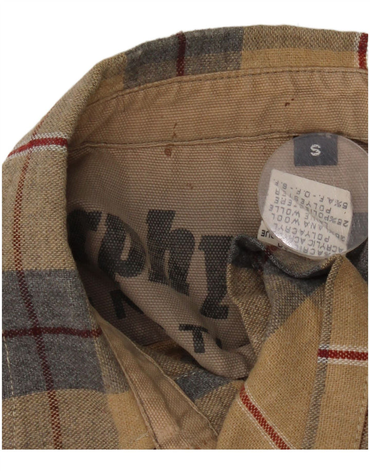 Murphy & Nye Herren-Flanellhemd, klein, beige, kariertes Acryl