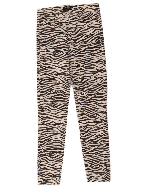 Zara Damen Trafaluc Slim Jeans EU 38 Small W28 L28 Weißer Animal-Print