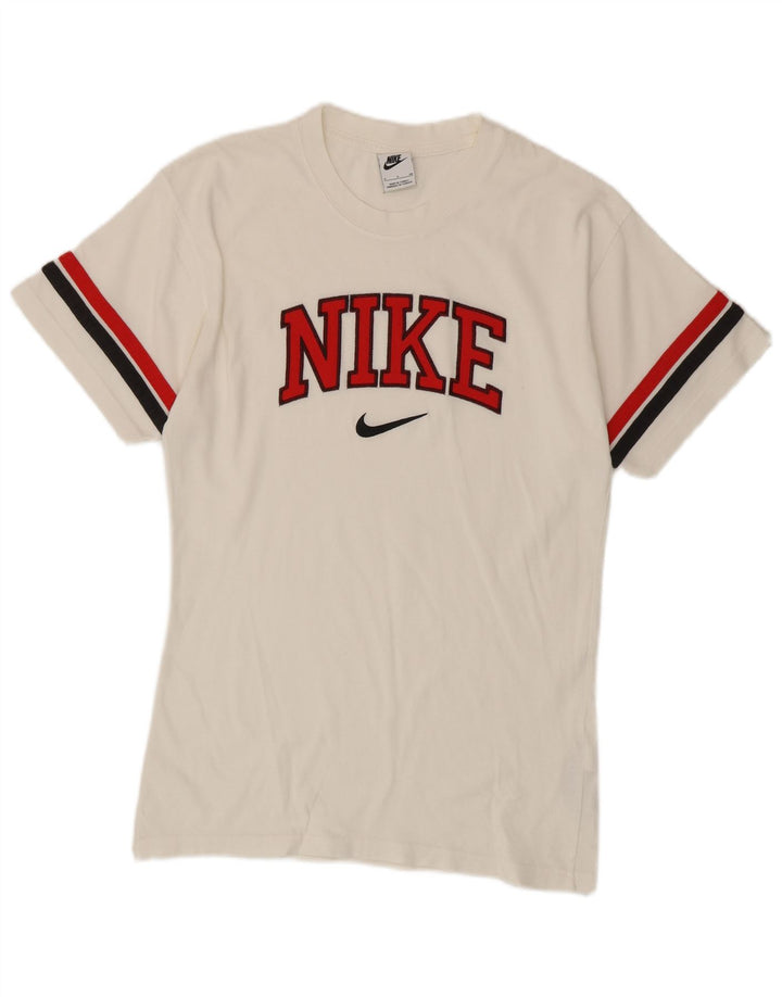 Nike Herren-T-Shirt mit Grafik, Größe S, weiße Farbblock-Baumwolle