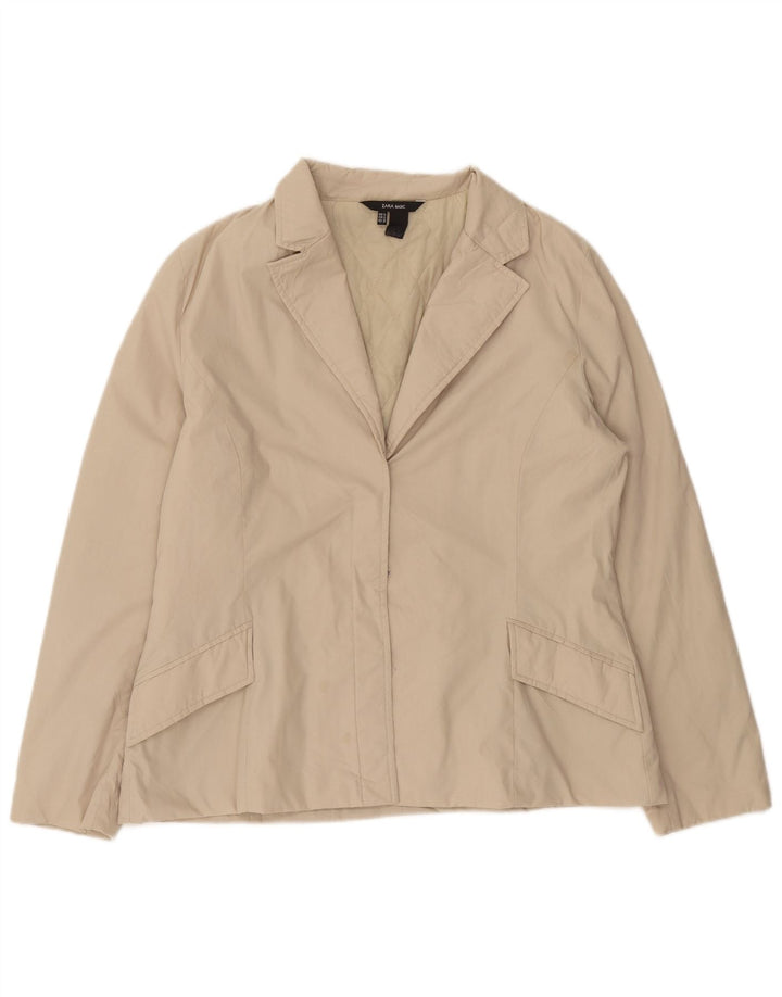 Zara Damen Blazer Jacke UK 18 XL Beige Polyester
