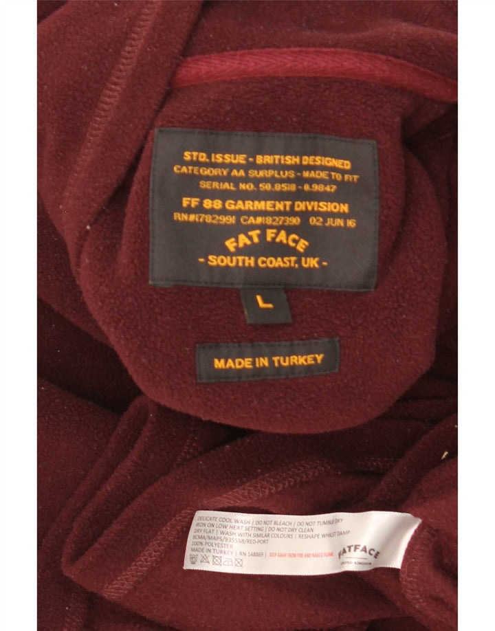 Fat Face Herren-Fleecepullover mit Reißverschluss am Hals, groß, kastanienbraunes Polyester