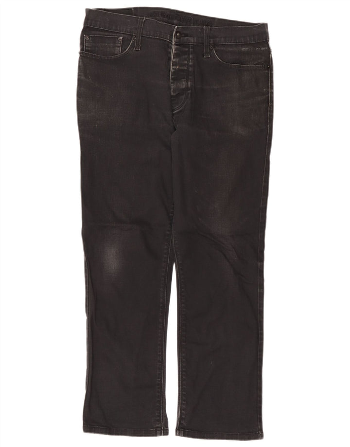 Marks & Spencer Herren Autograph Straight Jeans W34 L29 Schwarze Baumwolle