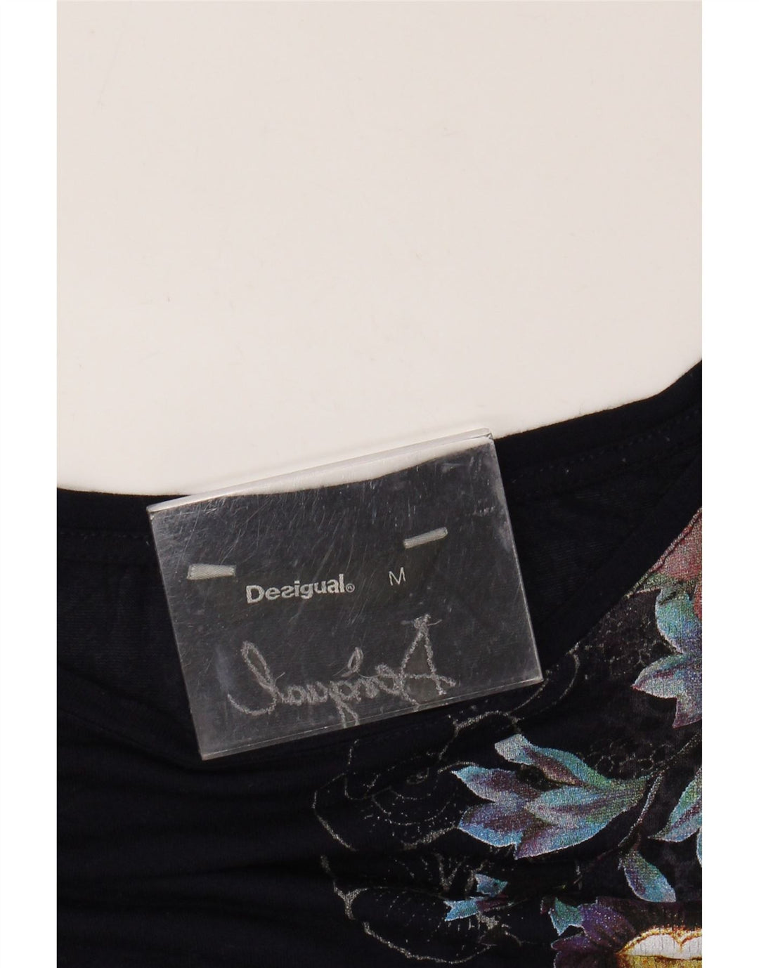 Desigual Damen Grafik-Tunika-Oberteil UK 14 Medium Marineblau mit Blumenmuster