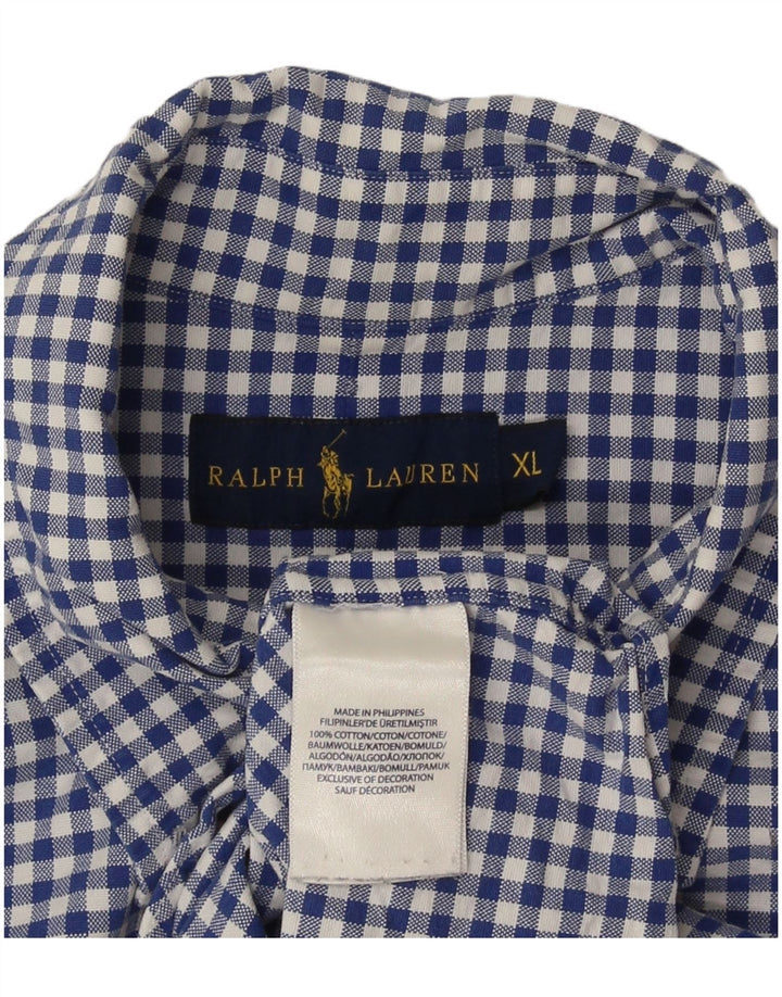 Ralph Lauren Herrenhemd XL, blaue Gingham-Baumwolle