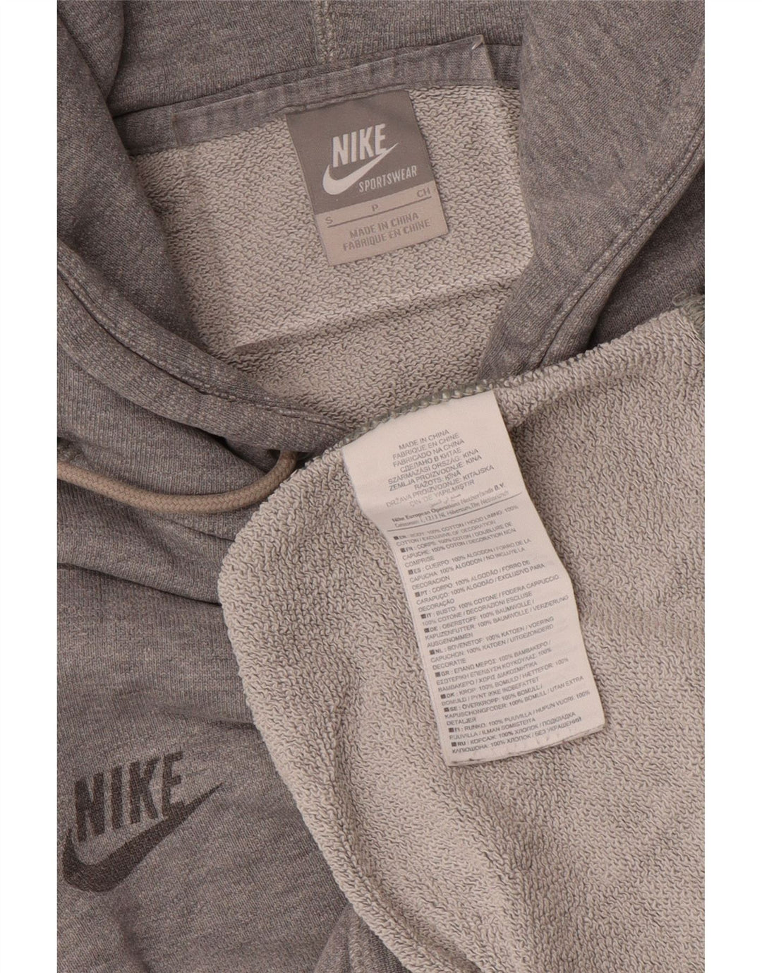 Nike Herren-Kapuzenpullover mit Grafik, Größe S, graue Baumwolle