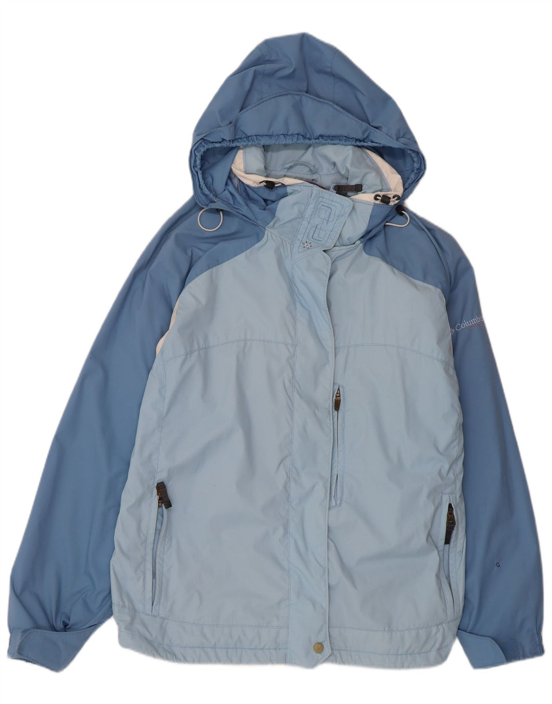 COLUMBIA Übergroße Damen-Regenjacke mit Kapuze, UK 18, XL, Blau, Farbblock