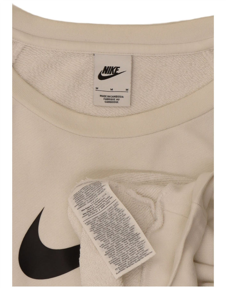 NIKE Mens Graphic Sweatshirt Jumper Medium White Cotton
