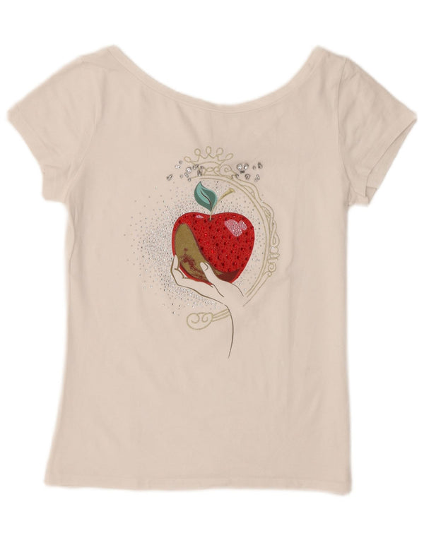 Liu Jo Damen Disney Crop Graphic T-Shirt Top UK 8 Small Weiß Farbblock