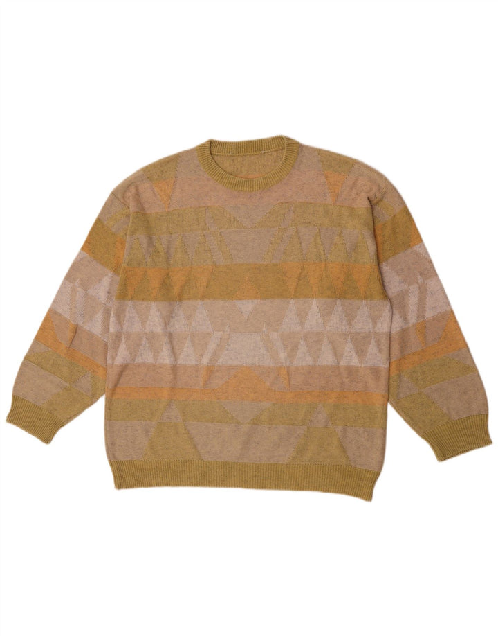 Vintage Herren Pullover mit Rundhalsausschnitt, mittelgrün, geometrisch