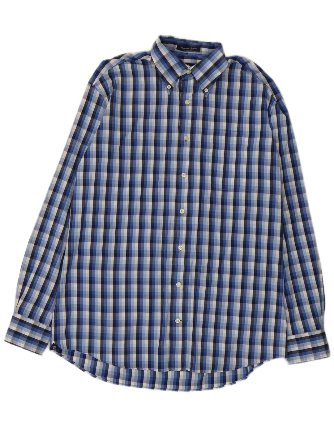 Gant Herrenhemd, groß, blau kariert, Baumwolle
