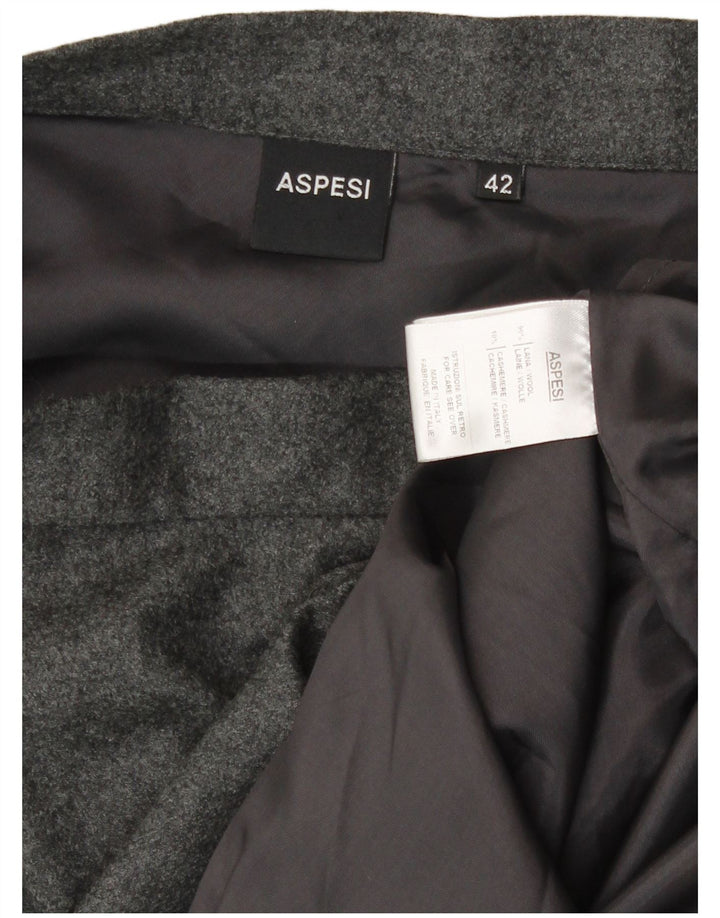 Aspesi Damen A-Linienrock IT 42 Medium W28 Graue Wolle