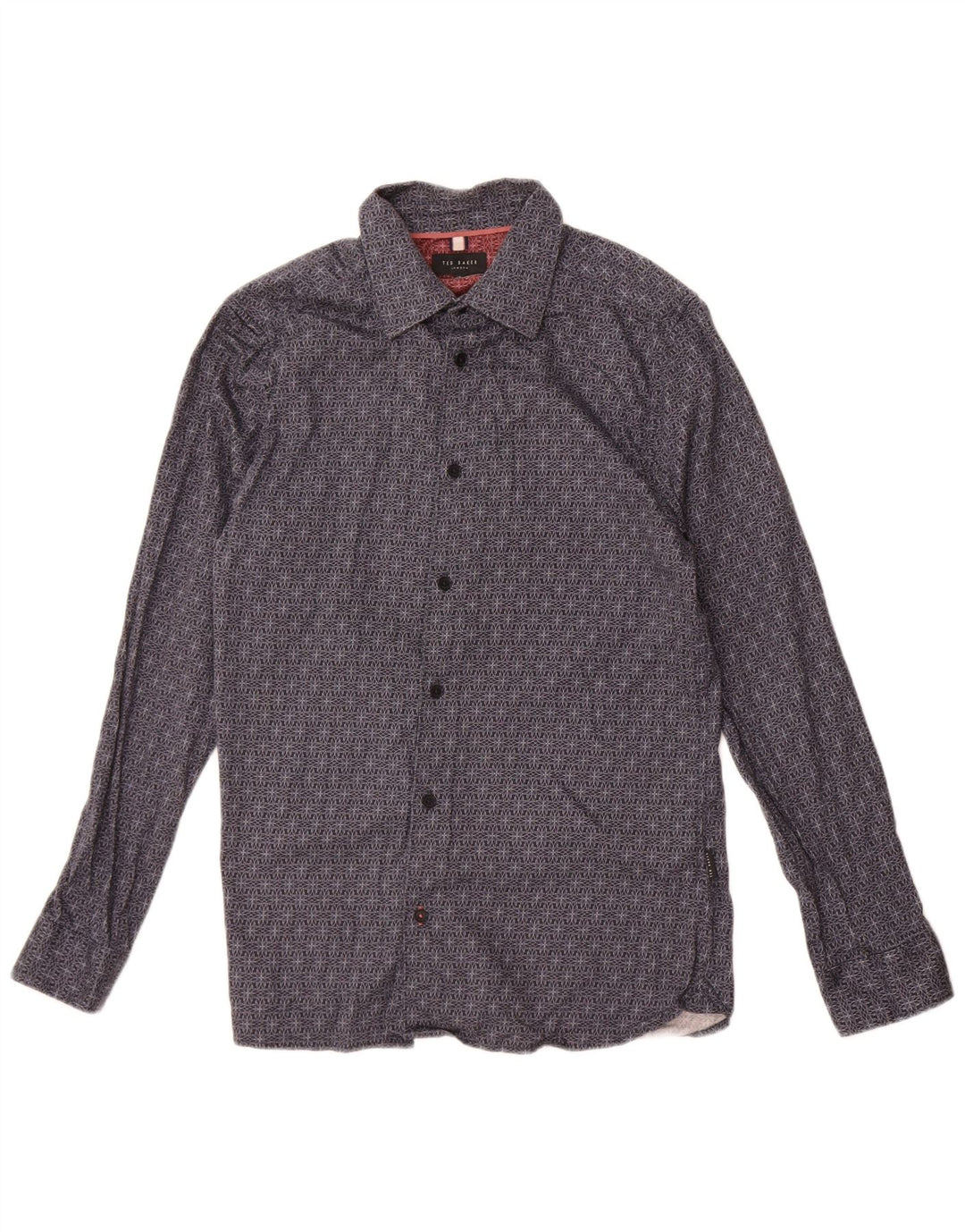 Ted Baker Herren-Hemd in schmaler Passform, Größe 3, mittelgroß, marineblau, geblümt, Baumwolle