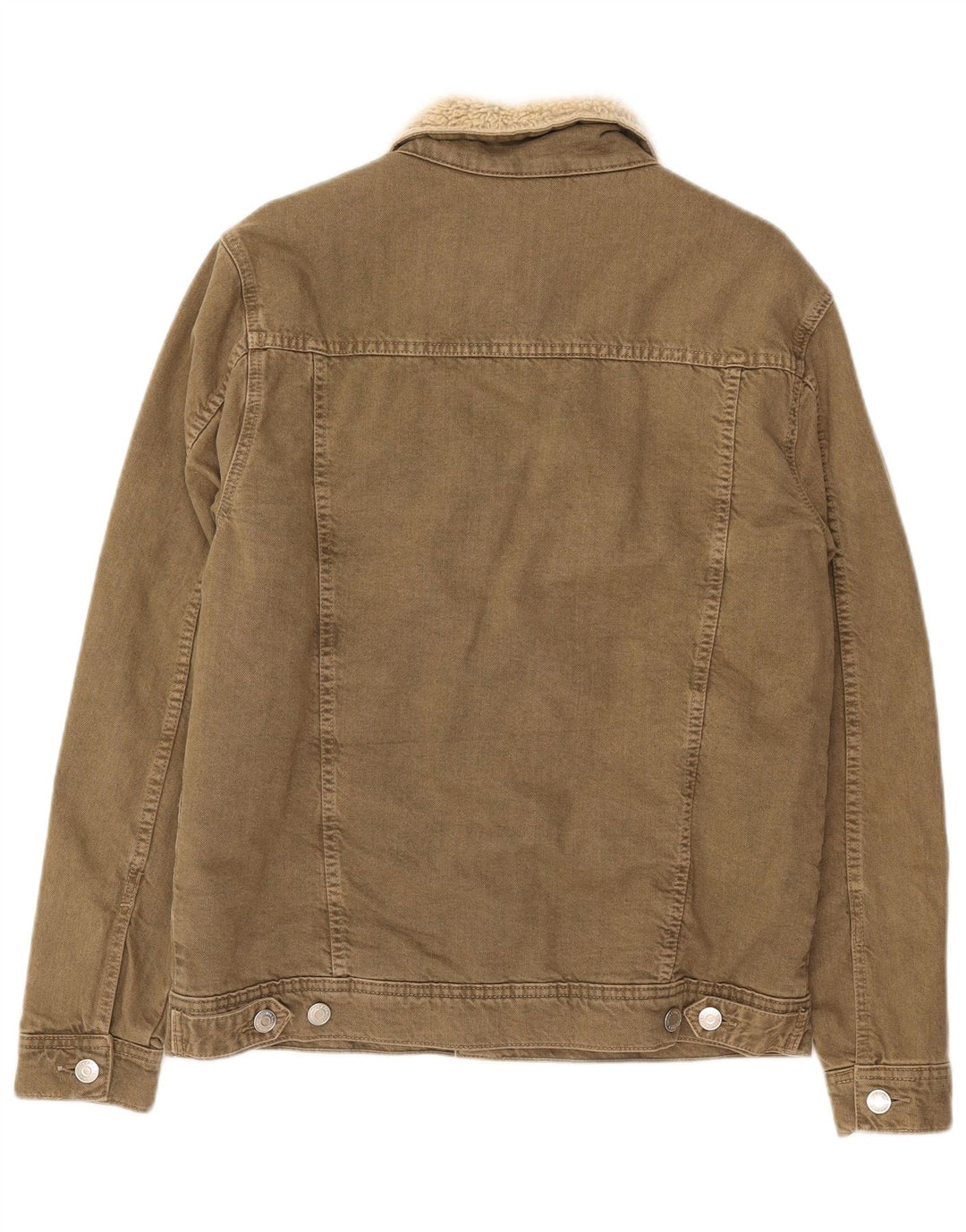 Zara Herren Sherpa Jeansjacke UK 38 Medium Khaki Baumwolle