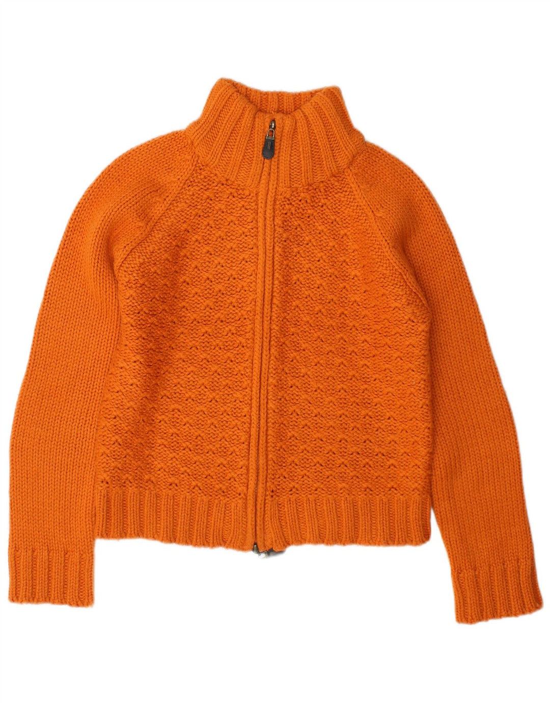 Zara Damen Crop Cardigan Pullover UK 12 Mittelorange Acryl
