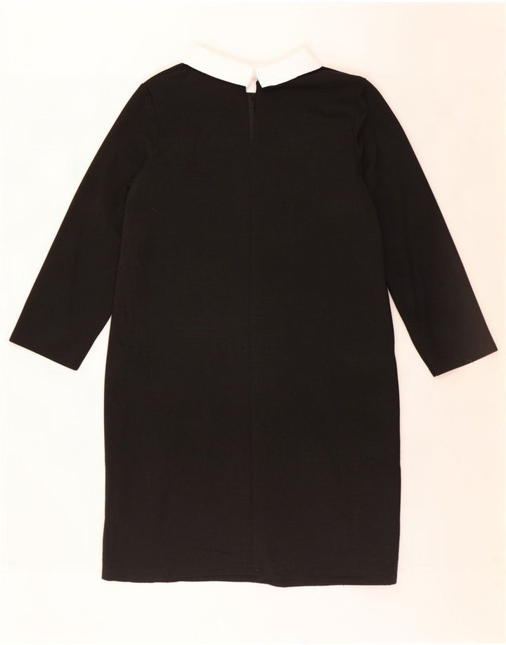 Zara Damen Etuikleid mit 3/4-Ärmeln, UK 12, Mittelschwarz, Farbblock