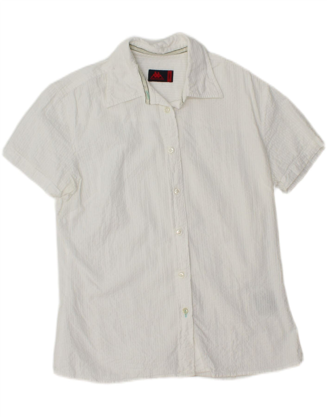 KAPPA Womens Short Sleeve Shirt UK 14 Large White Cotton Vintage Kappa and Second-Hand Kappa from Messina Hembry 
